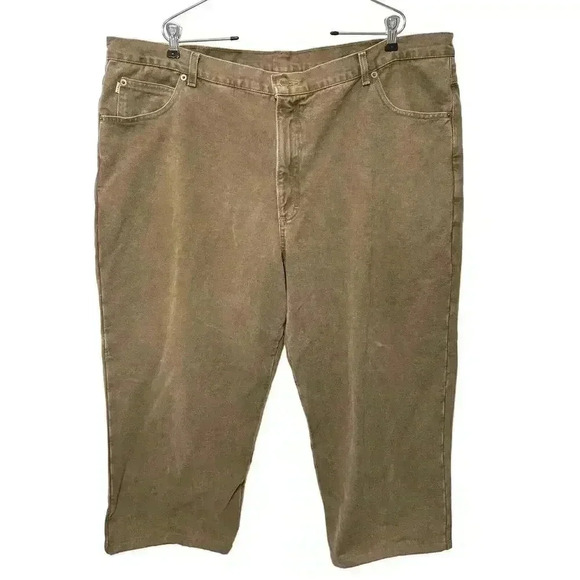 LL Bean men’s warm flannel lined brown jeans size 46 X 24-hemmed - Picture 1 of 8
